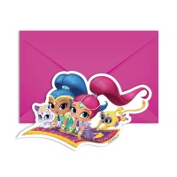 Invitations de Shimmer et Shine - 6 unités