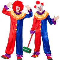 Déguisement de clown rouge et bleu pour homme