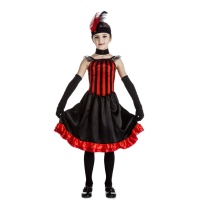 Costume de cancan rouge et noir pour fille