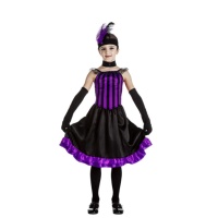 Costume de can can lilas et noir pour fille