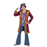 Déguisement de hippie avec manteau pour homme