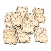 Figures en bois de Bulldog Français de 4 cm - 10 unités