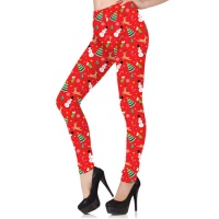 Leggings de Noël rouges avec bonhomme de neige