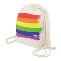 Sac à dos en coton avec drapeau arc-en-ciel