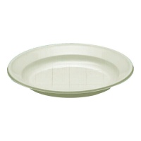 Assiettes en plastique profondes crème de 20,5 cm - 50 unités