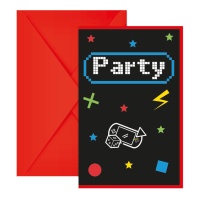 Invitations de jeux vidéo fête gamer - 6 unités