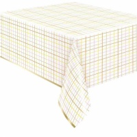 Nappe métallisée à carreaux dorée de 1,37 x 2,13 m