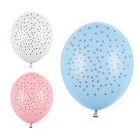 Ballons en latex pastel avec pois dorés de 30 cm - PartyDeco - 6 unités