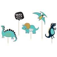 Décorations pour cupcakes dinosaures préhistoriques - 5 pièces