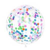 Ballon géant en latex avec confettis colorés de 1 m - PartyDeco - 1 unité