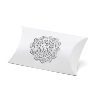 Boîte blanche avec rosette de 10 cm - 10 unités