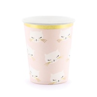 Verres roses avec des Chats de 200 ml - 6 unités