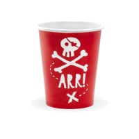 Verres de crâne de pirate de 220 ml - 6 unités