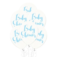 Ballons en latex transparents pour Baby Shower bleu de 30 cm - PartyDeco - 6 unités