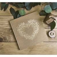 Livre d'or kraft avec motif coeur doré