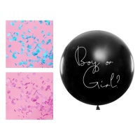 Ballon géant en latex garçon ou fille avec confettis de 1 m - PartyDeco - 1 unité