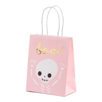 Sac cadeau d'Halloween BOO de 14 x 14 x 8 cm - 1 unité