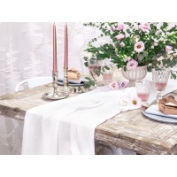 Chemin de table de 70 cm en mousseline blanche - 5 m