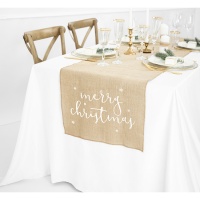 Chemin de table de 50 cm en jute Merry Christmas - 2,50 m