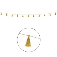 Guirlande dorée avec pompons en tassel - 1,90 m