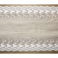 Chemin de table de 45 cm en dentelle blanche décorative florale - 9 m