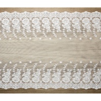 Chemin de table en dentelle décorative blanche avec motifs floraux - 9 m