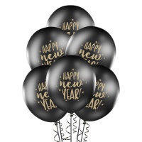 Ballons en latex noir pastel pour le Nouvel An de 30 cm - PartyDeco - 6 unités