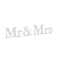 Enseigne en bois Mr and Mrs blanc - 50 x 9,5 cm