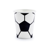 Gobelets de football ballon blanc et noir de 260 ml - 6 unités