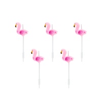 Bougies flamants roses de 2,5 x 2,5 cm - 5 unités