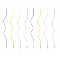 Bougies en spirale longues multicolores pastel de 14,5 cm - 8 unités