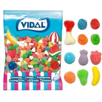 Sac de bonbons gélifiés avec enrobage de sucre - Mini mix Vidal - 1 kg