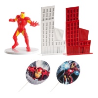 Décoration pour gâteau de super-héros Iron Man - 5 unités