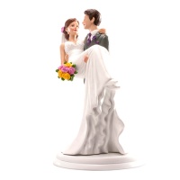 Figurine pour gâteau de mariage du marié portant la mariée - 20 cm