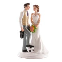 Figurine pour gâteau de mariage avec mariés footballeurs - 20 cm