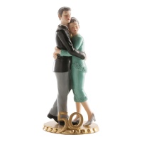 Figurine pour gâteau d'anniversaire de mariage en or 50ème anniversaire - 20 cm