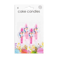 Bougies de licorne fuchsia de 6 cm - 4 unités