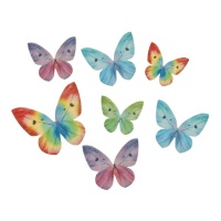 Gaufrettes papillon colorées de 3 à 6 cm - Dekora - 87 unités