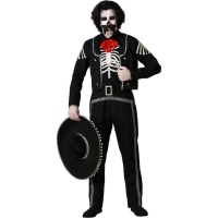 Déguisement de squelette catrina noir pour homme