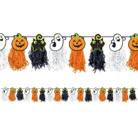 Guirlande de pompons et figurines d'Halloween de 2,43 m