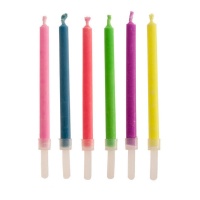 Bougies à flammes colorées de 7,5 cm - Dekora - 6 unités