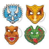 Masques de dinosaures assortis - 6 unités