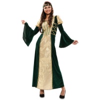 Costume de dame médiévale vert foncé pour femme