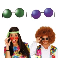 Lunettes hippies rondes avec verres de couleurs assorties