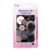 Boutons de rechange de tailles et couleurs assorties - Hemline - 40 unités