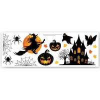 Décorations adhésives pour mur en silhouettes d'Halloween - 16 unités