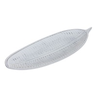 Plateau décoratif en forme de feuille blanche de 39,5 cm - DCasa