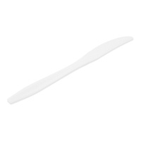 Couteaux en plastique blanc de 19,6 cm - 12 unités