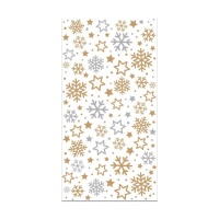 Sachets transparents pour bonbons avec des flocons de neige de 24 x 12,5 cm - Décora - 20 unités