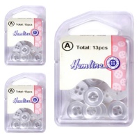 Boutons blancs 4 trous de différentes tailles - Hemline - 13 unités